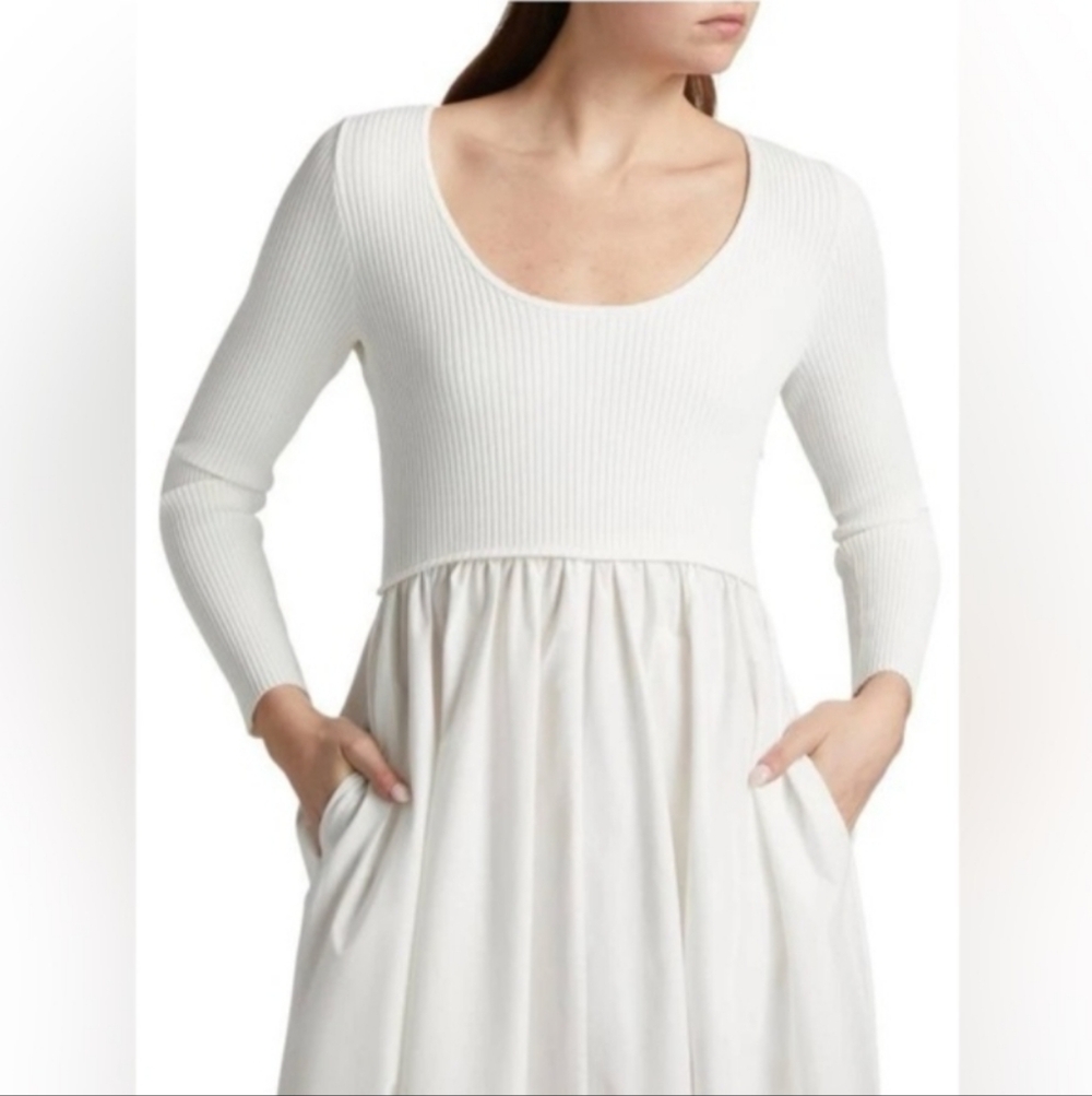 Elegant White Long-Sleeve Midi Dress US SIZE - 4 / AU - 1 - Picture 3 of 4
